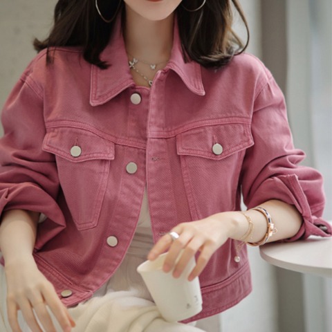 여성스러운 캐주얼룩 핑크센트자켓