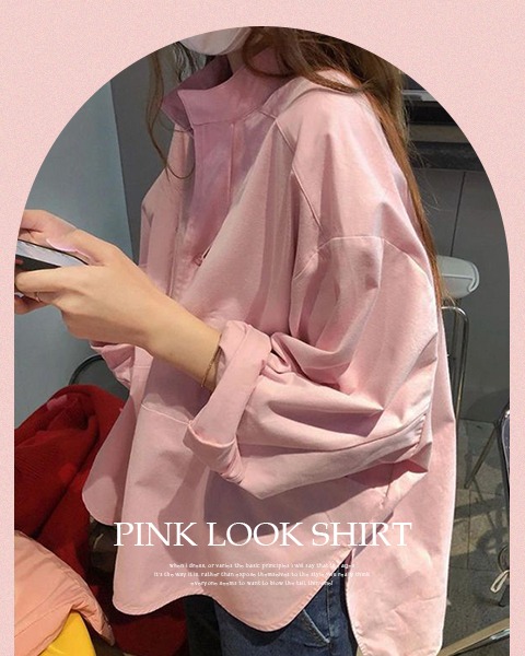 러블리 봄포인트룩 핑크북셔츠